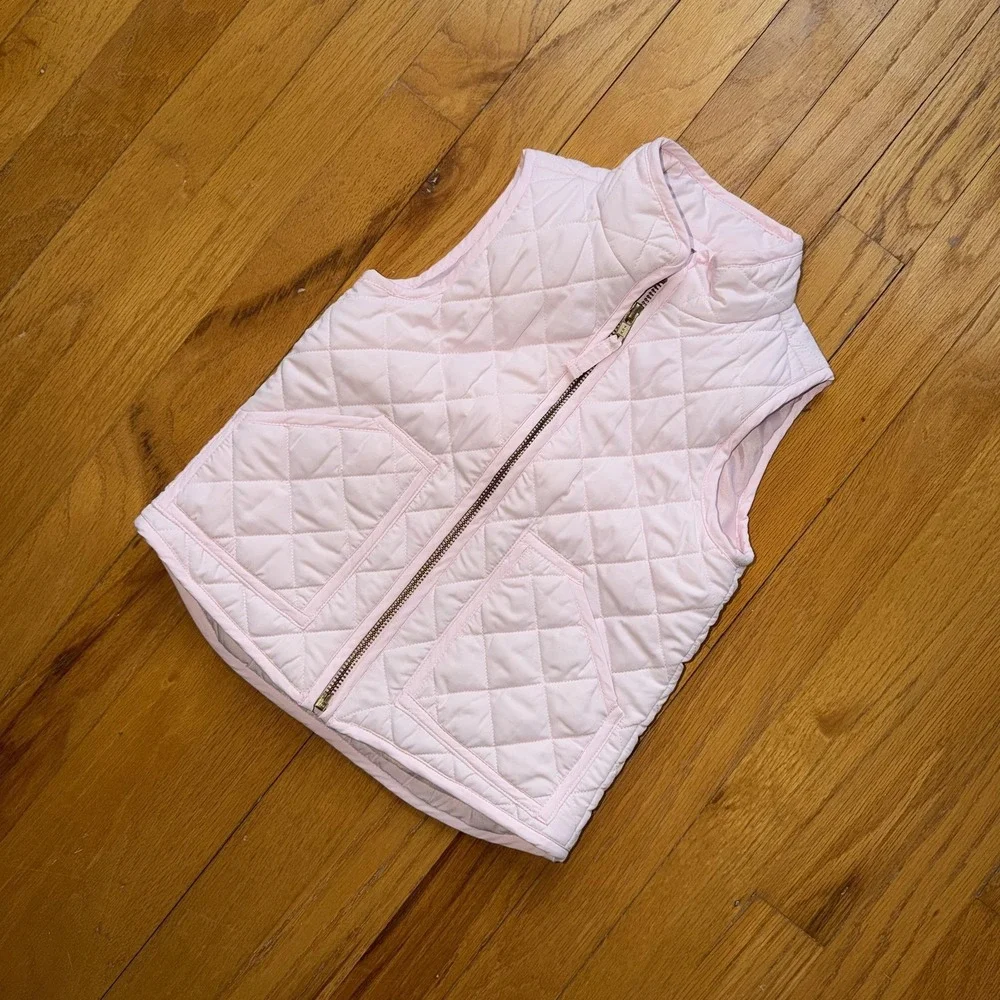 Crewcuts Vest Girls 3T Pink Quilted Puffer Insulated Spring Zip Pockets Layering